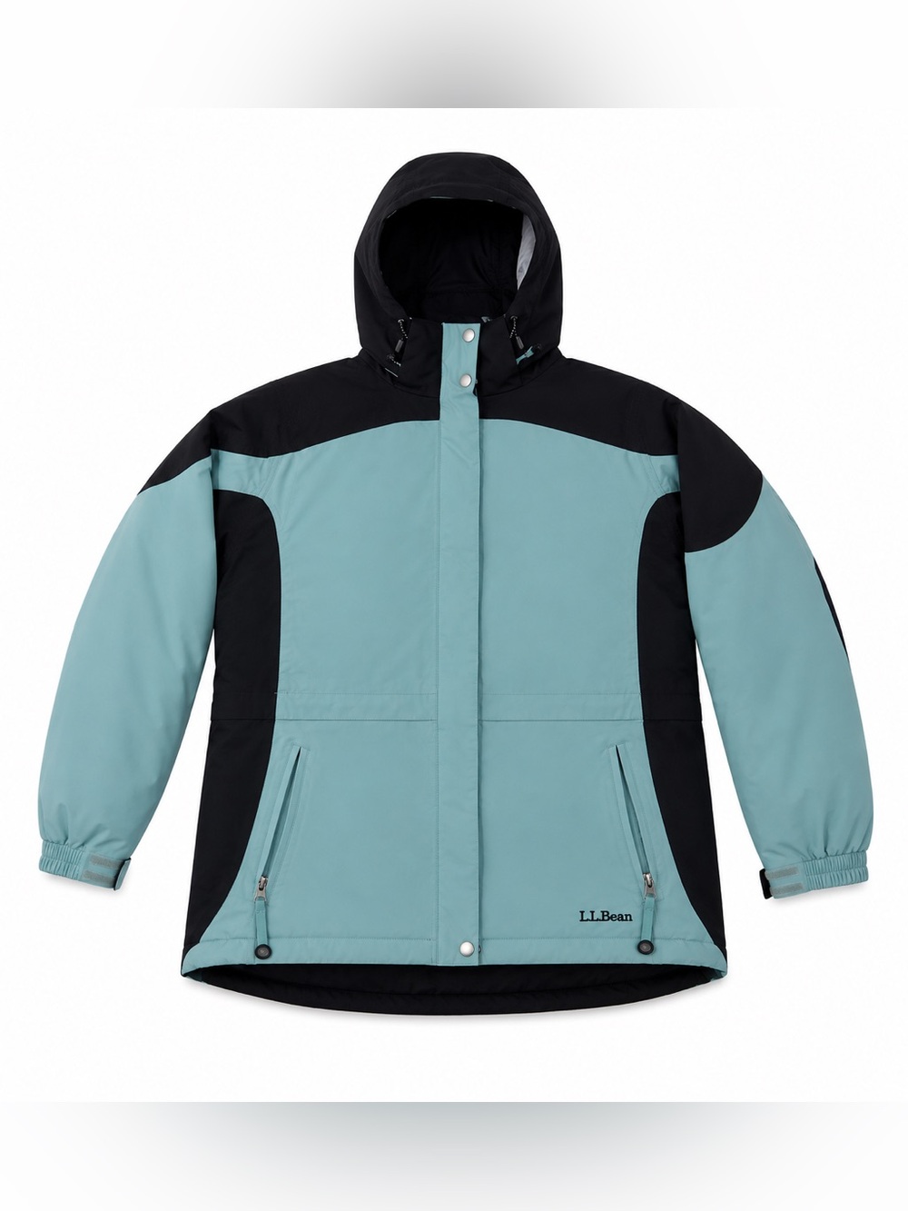 L.L.Bean Women’s Medium Insulated Winter Ski Jacket Teal Blue Black Hooded